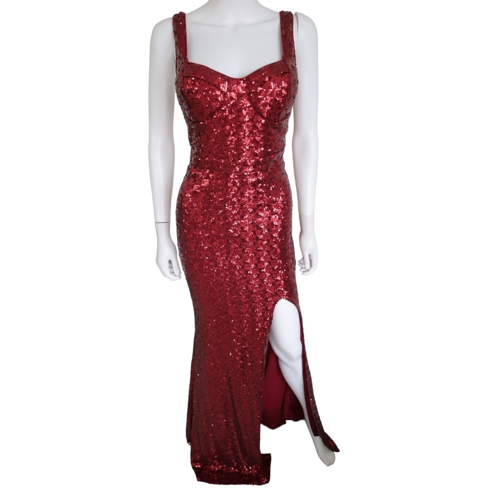 Miss Ord Jessica Rabbit Style Sequin Max Dress XL Women’s Holiday Gown Red